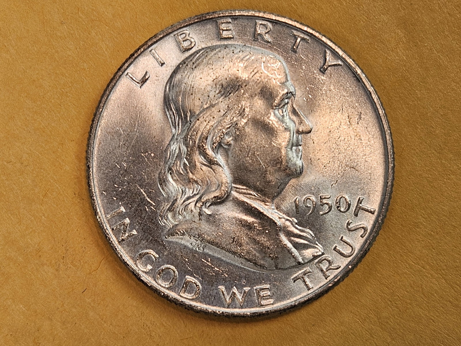 Choice Brilliant Uncirculated 1950-D Franklin Half Dollar - 3
