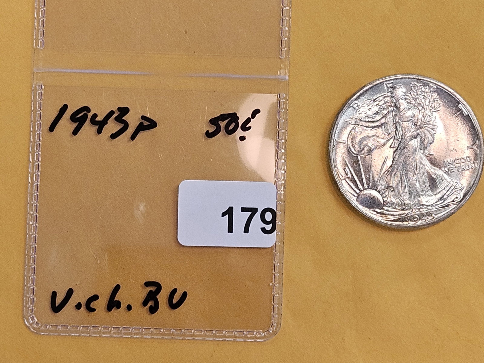 Very Choice Brilliant Uncirculated plus 1943 Walking Liberty half Dollar - 2