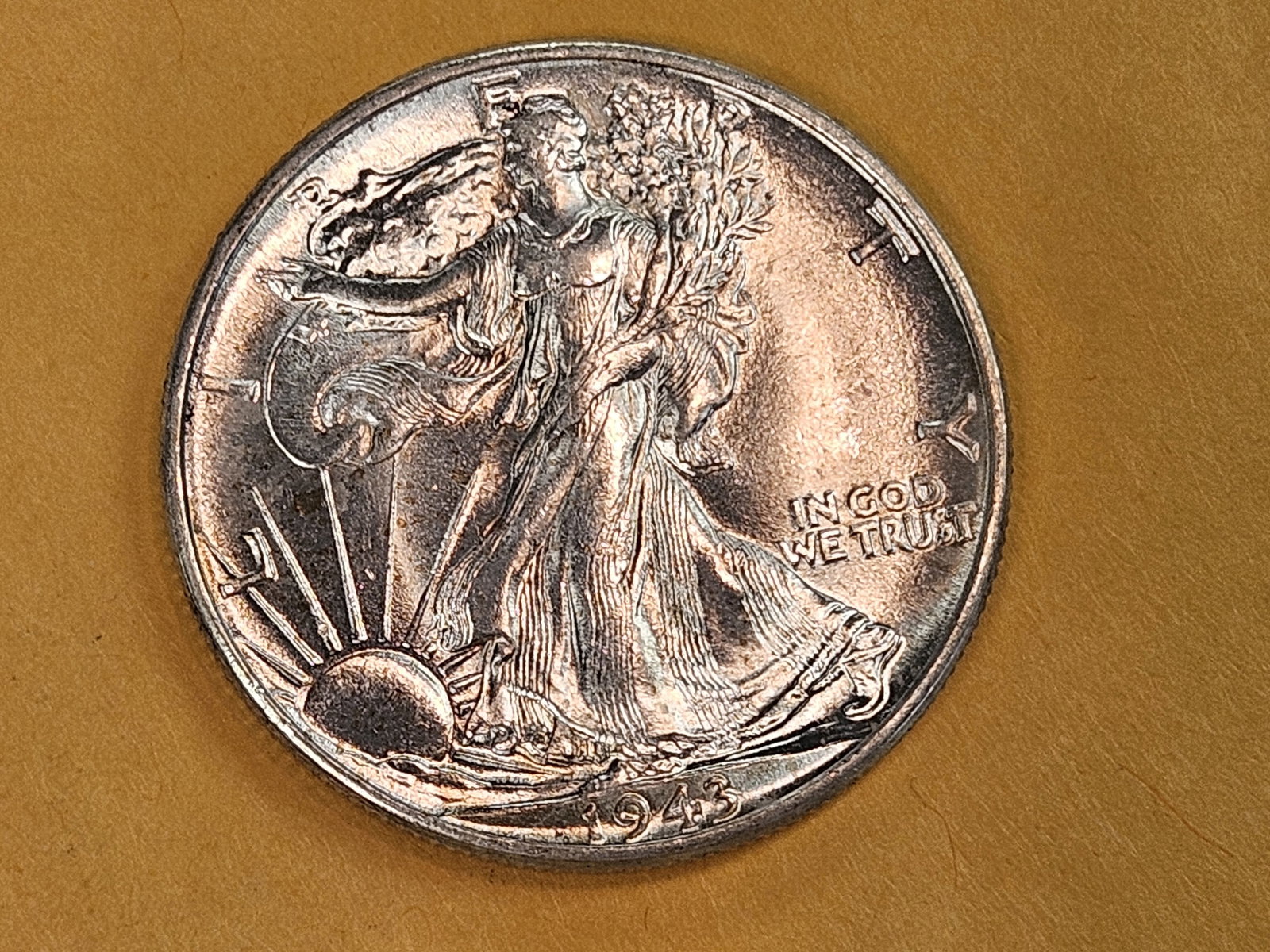 Very Choice Brilliant Uncirculated plus 1943 Walking Liberty half Dollar - 3