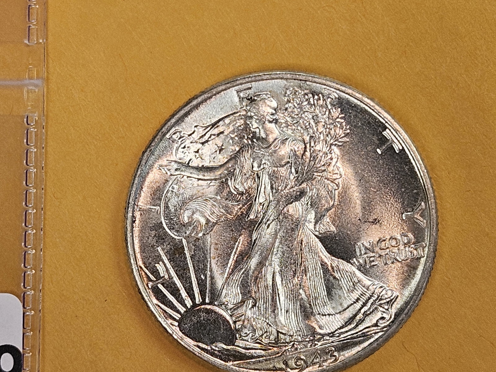 Very Choice Brilliant Uncirculated plus 1943 Walking Liberty half Dollar - 4