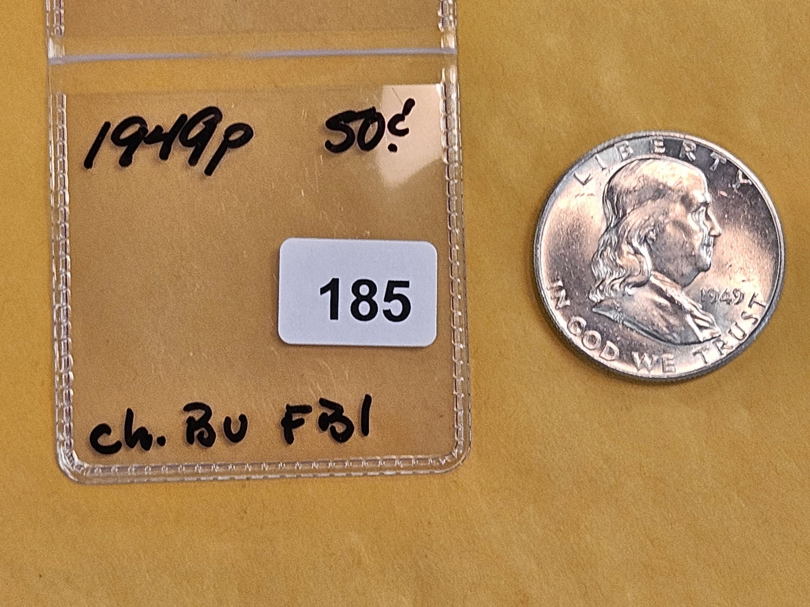 Choice Brilliant Uncirculated 1949 Franklin Half Dollar FBL - 2