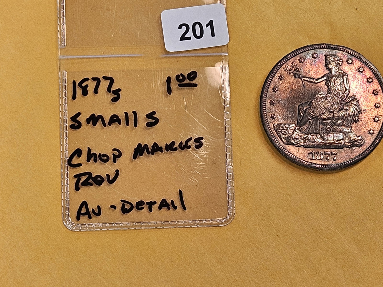 1877-S Trade Dollar in Bright About Uncirculated - details - 2