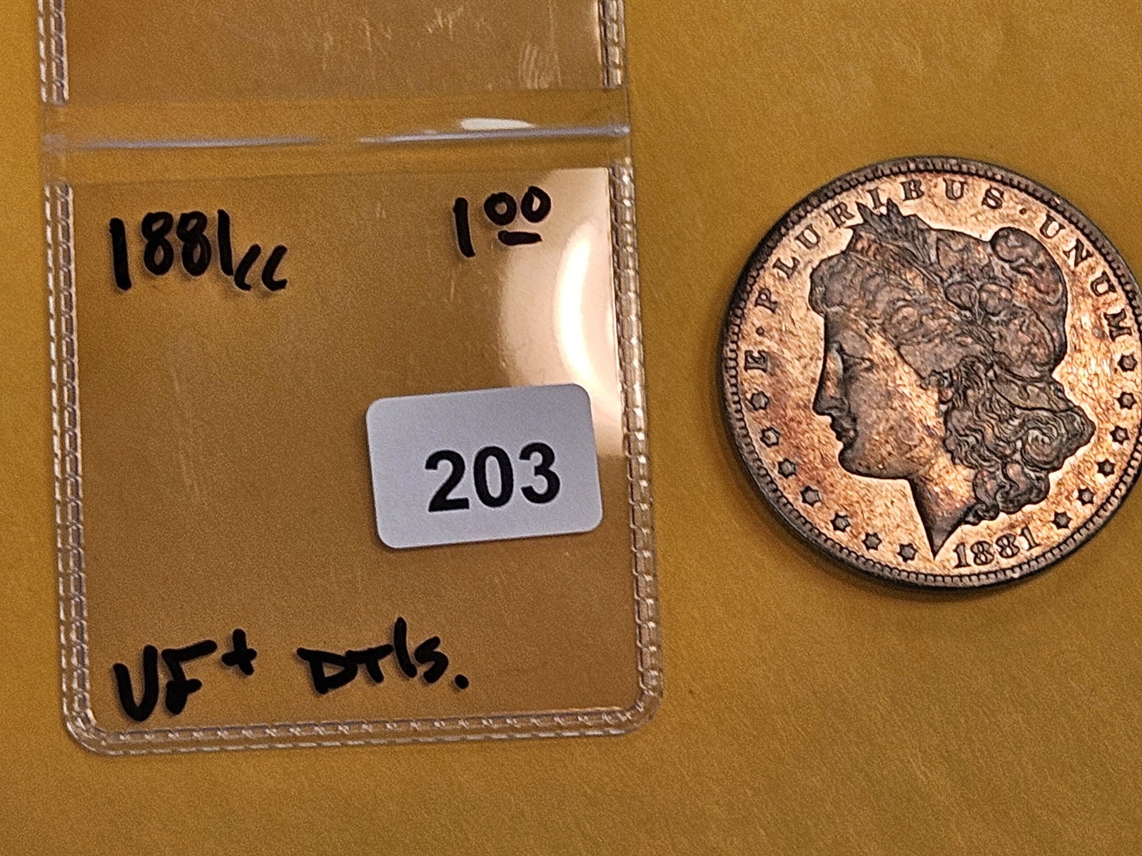 ** KEY DATE ** 1881-CC Morgan Dollar in Very Fine plus - details - 2