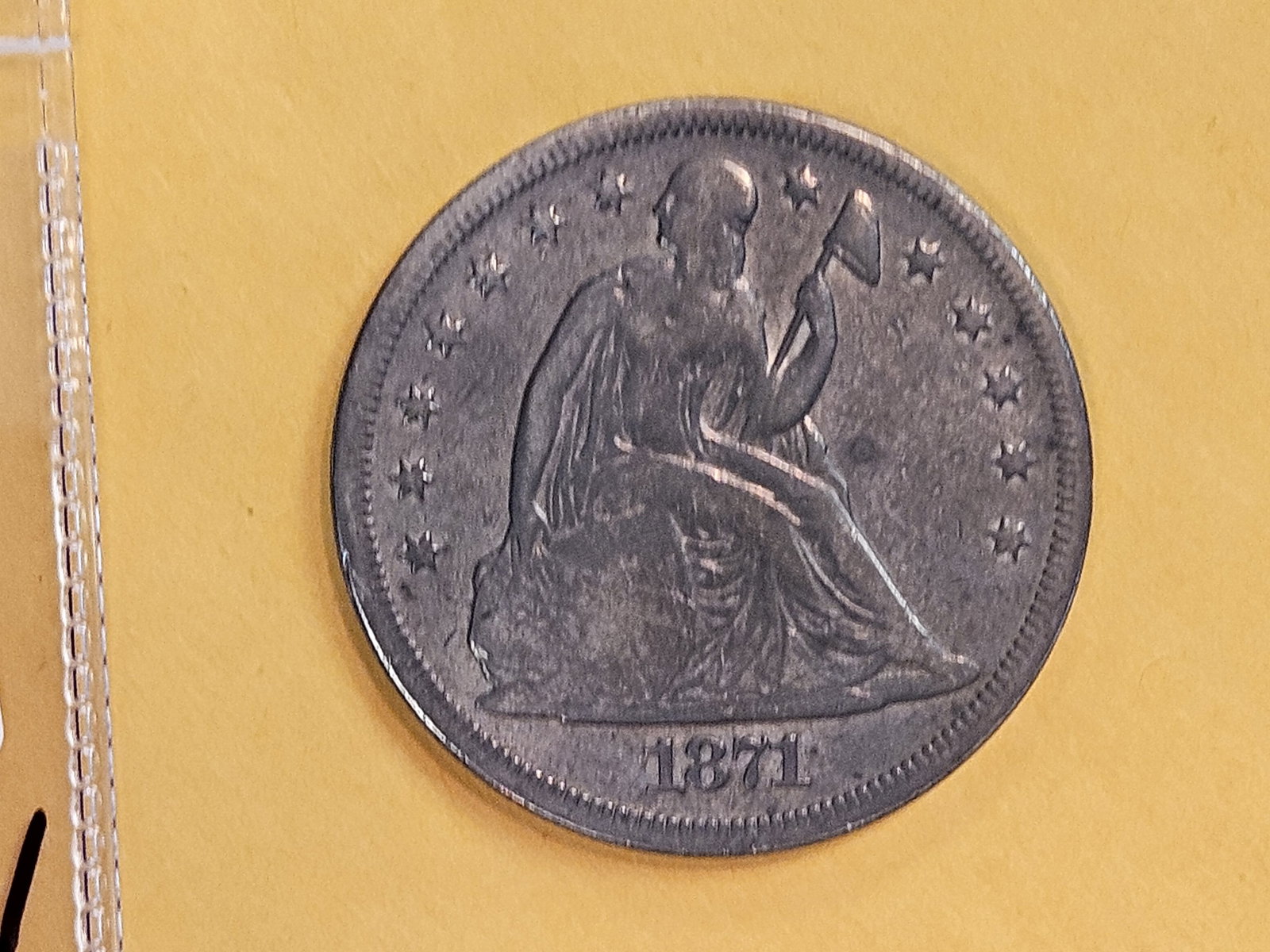 1871 Seated Liberty Dollar in Fine - details - 3