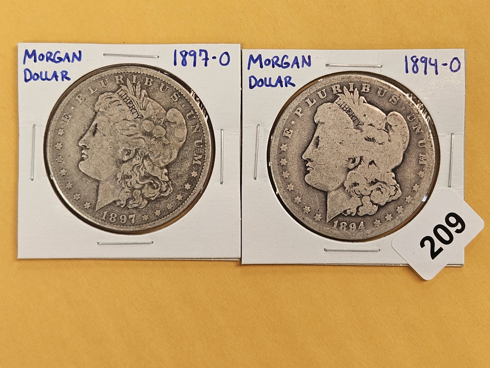 Two New Orleans minted Morgan silver Dollars: 1897-O and 1894-O