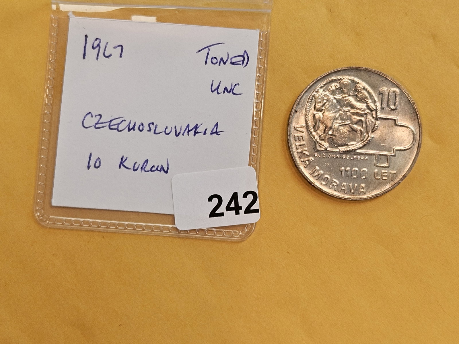 Choice Brilliant Uncirculated 1967 Czechoslovakia silver 10 korun - 2