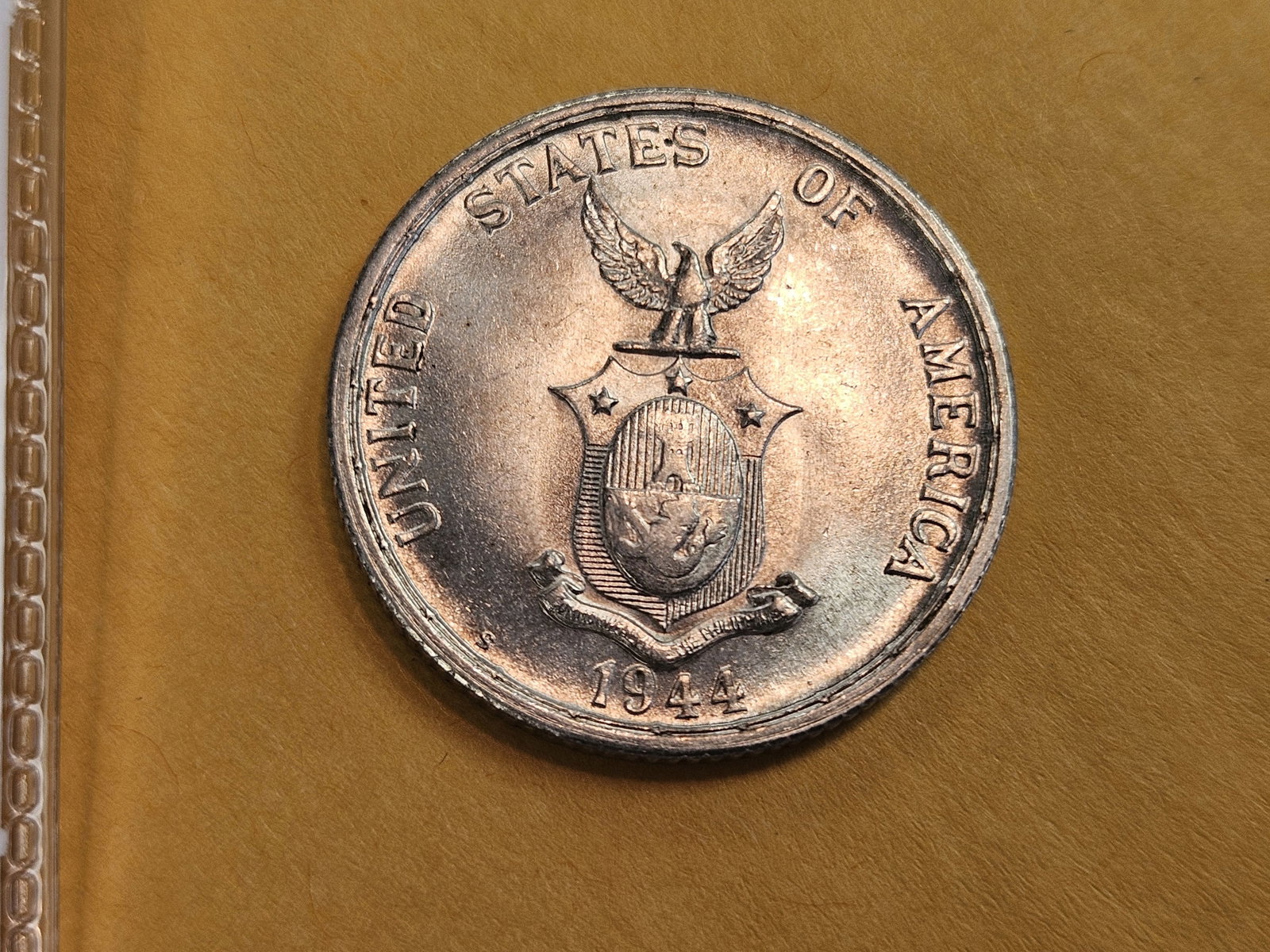 GEM Brilliant Uncirculated 1944-S Philippines silver 50 centavos - 4