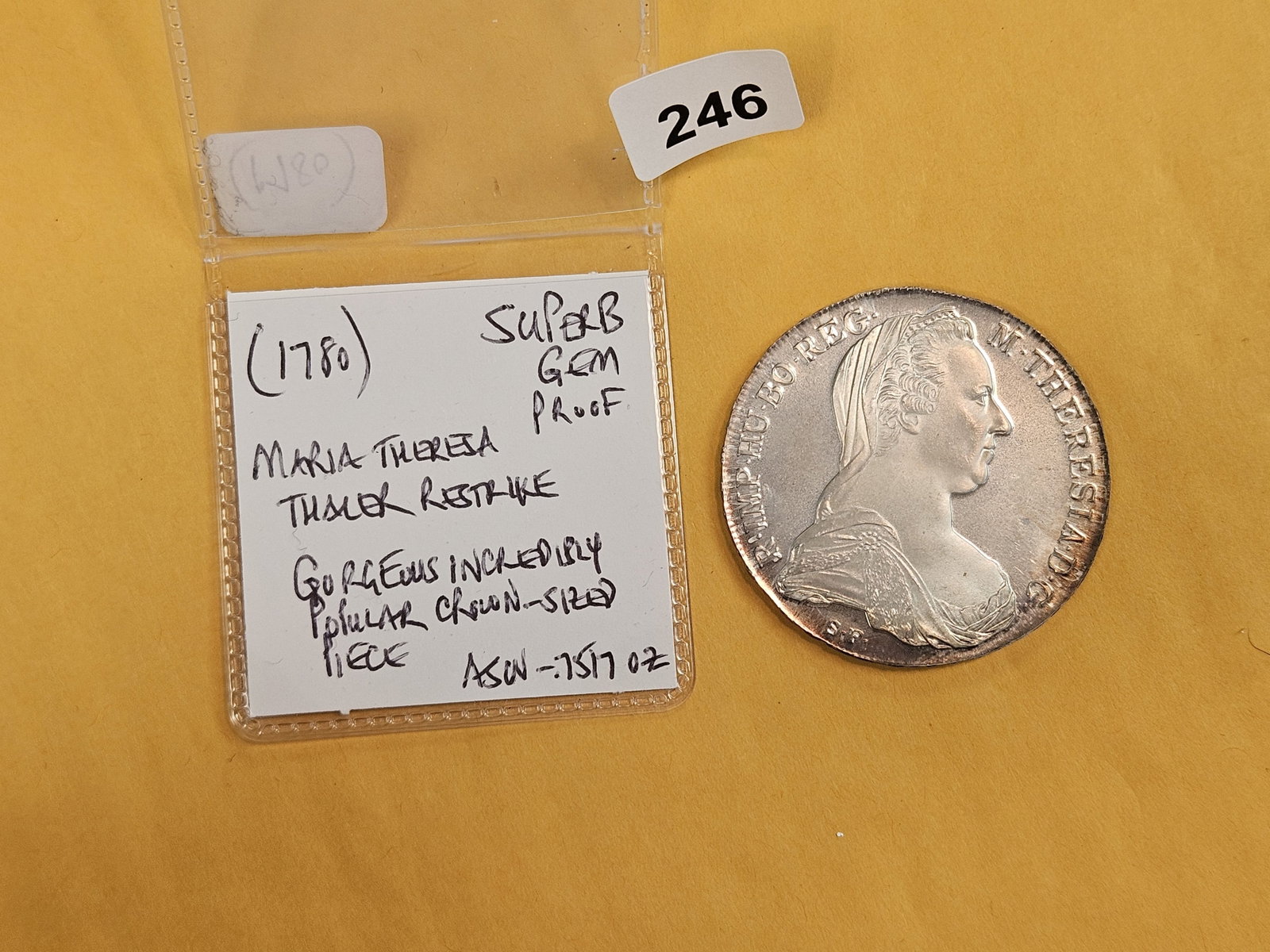 Superb GEM Proof 1780 Maria Theresa Silver Thaler - 2