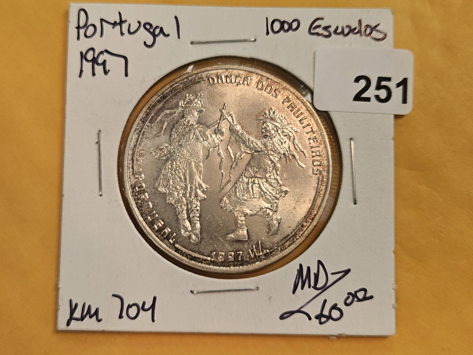 Choice Brilliant Uncirculated plus 1997 Portugal silver 1000 escudos - 2