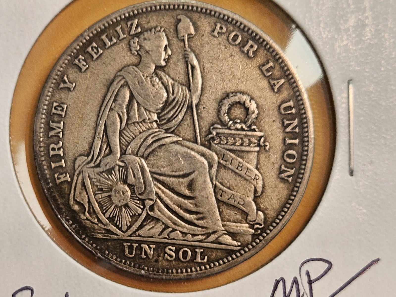 1924 Peru silver one sol: Lightly circulated