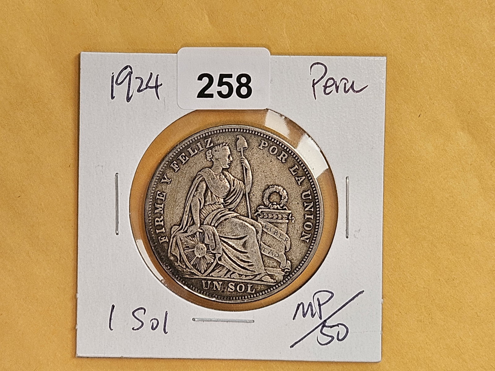 1924 Peru silver one sol - 2