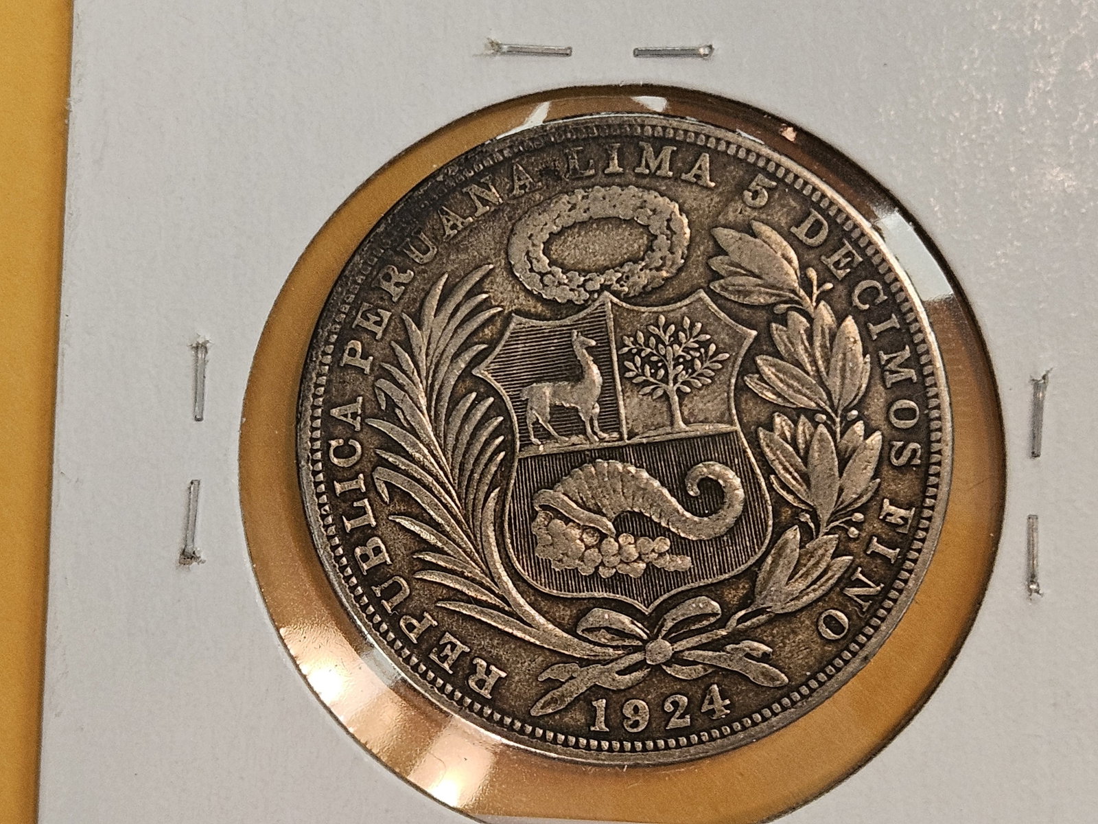 1924 Peru silver one sol - 3