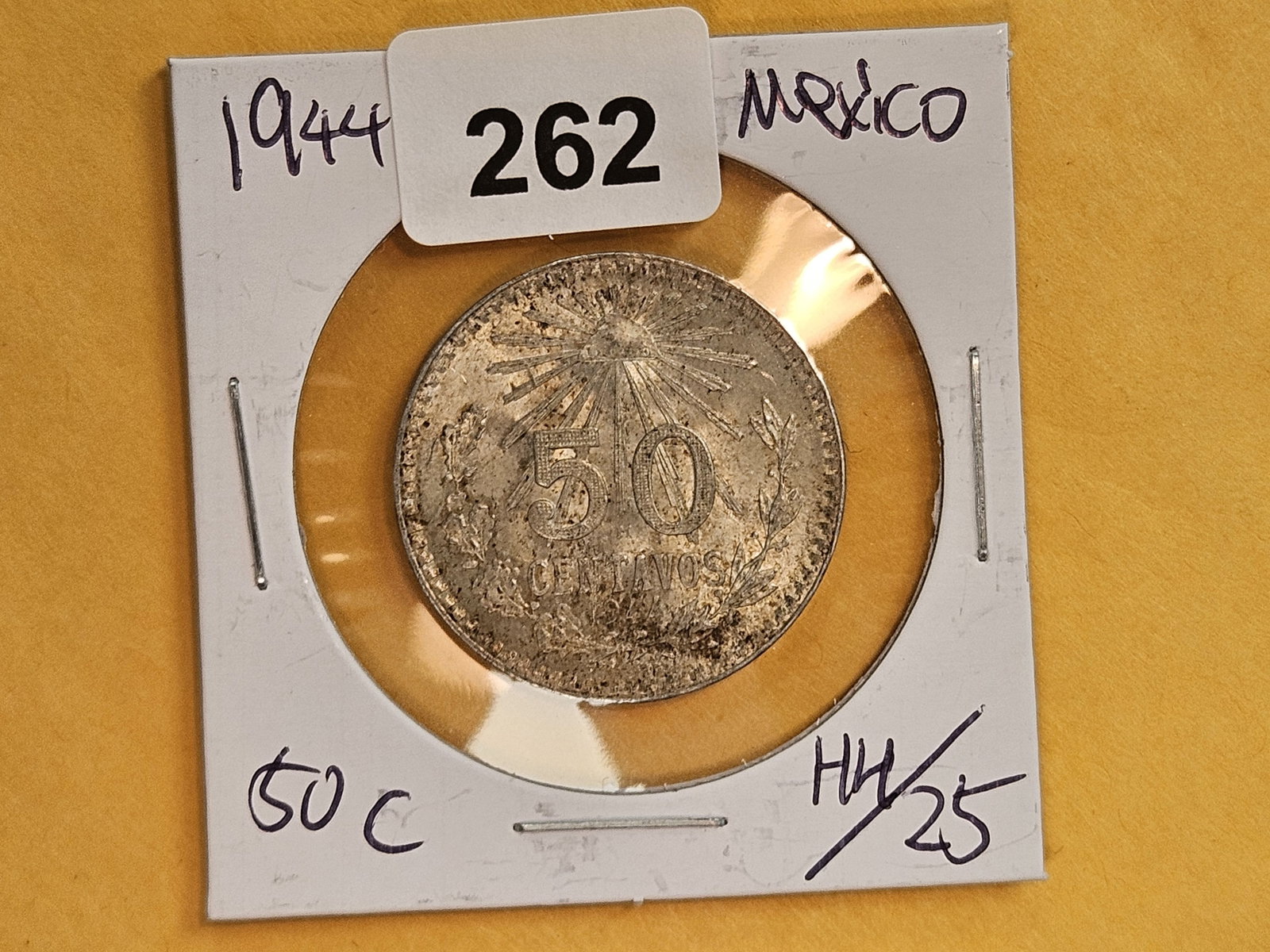 Bright Uncirculated 1944 Mexico silver 50 centavos - 2