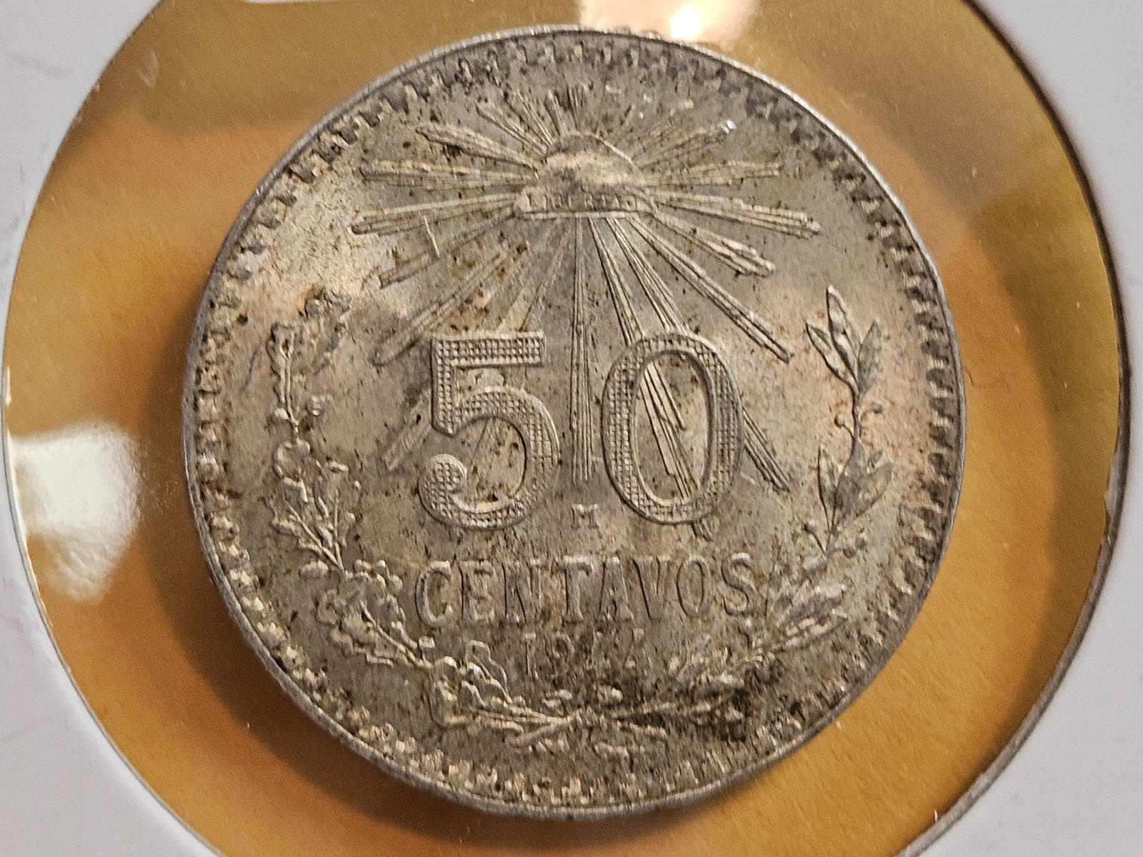Bright Uncirculated 1944 Mexico silver 50 centavos - 3