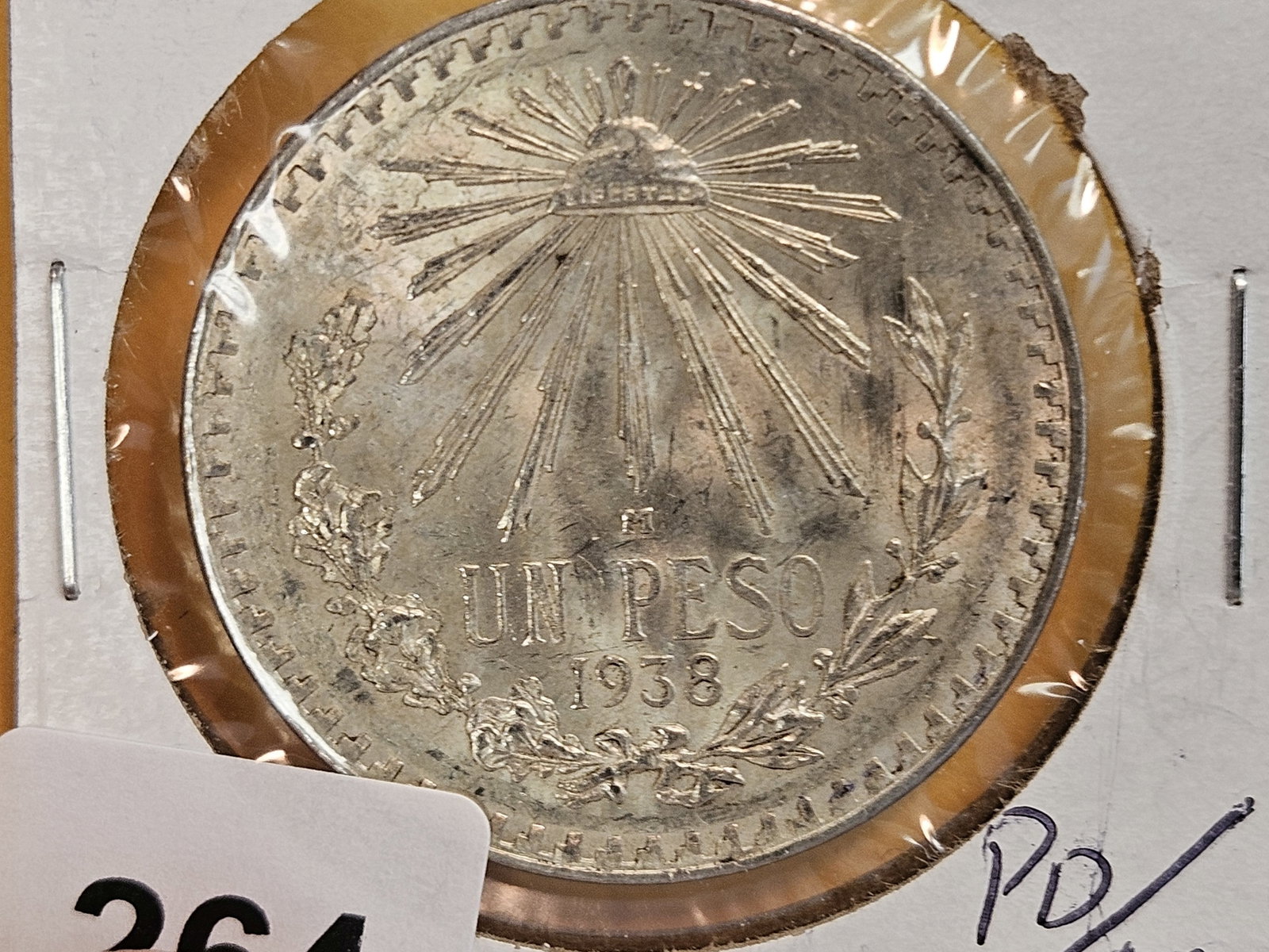 Brilliant Uncirculated plus 1938 Mexico silver peso - 3