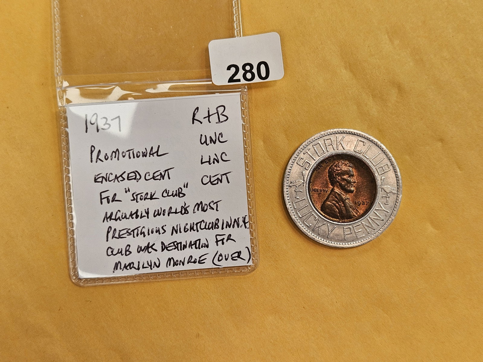 Brilliant Uncirculated 1937 Red-Brown Wheat cent Encased - 2