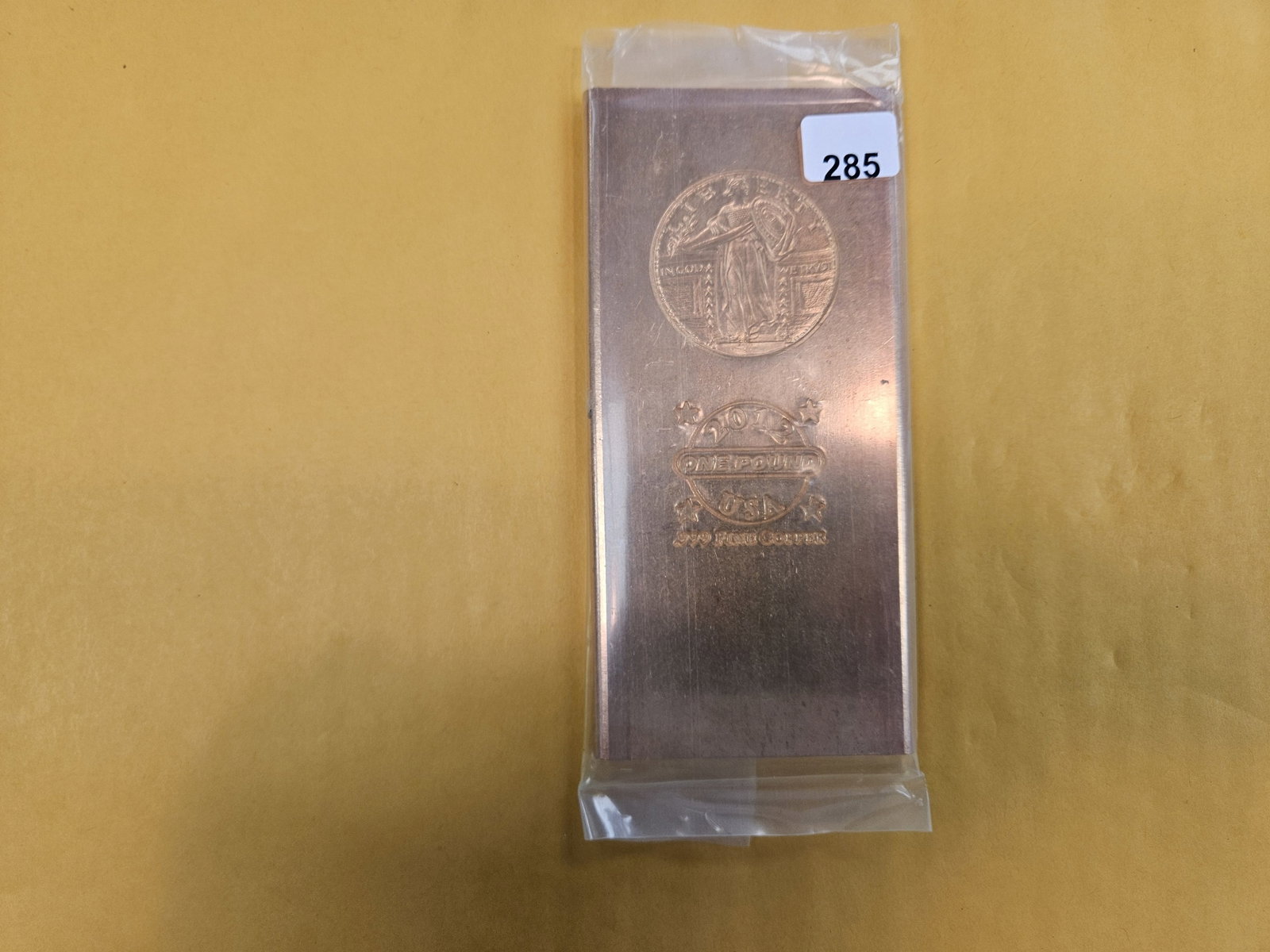 ONE POUND .999 fine copper bar: Liberty motif