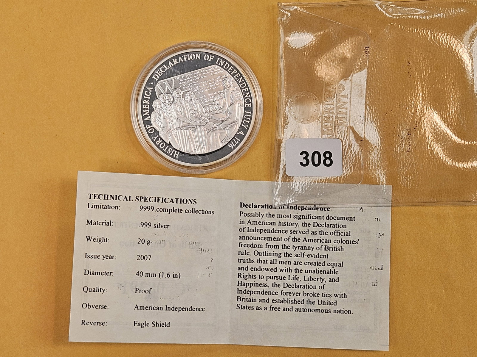 GEM Proof Deep Cameo Silver Medal: From the American Mint