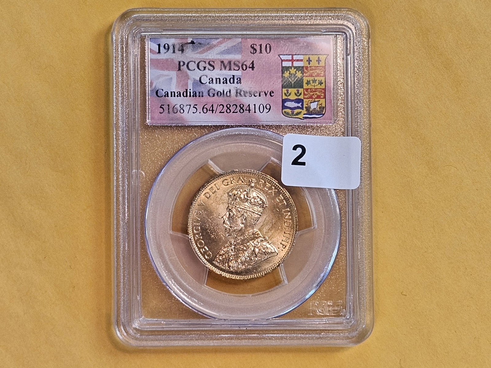 GOLD! PCGS 1914 Canada Gold Ten Dollars in Mint State 64 - 2