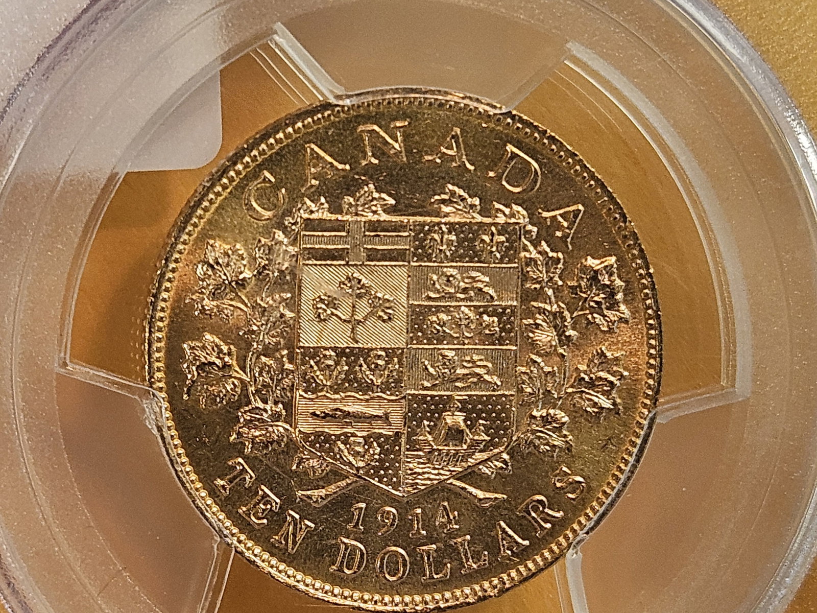 GOLD! PCGS 1914 Canada Gold Ten Dollars in Mint State 64 - 7