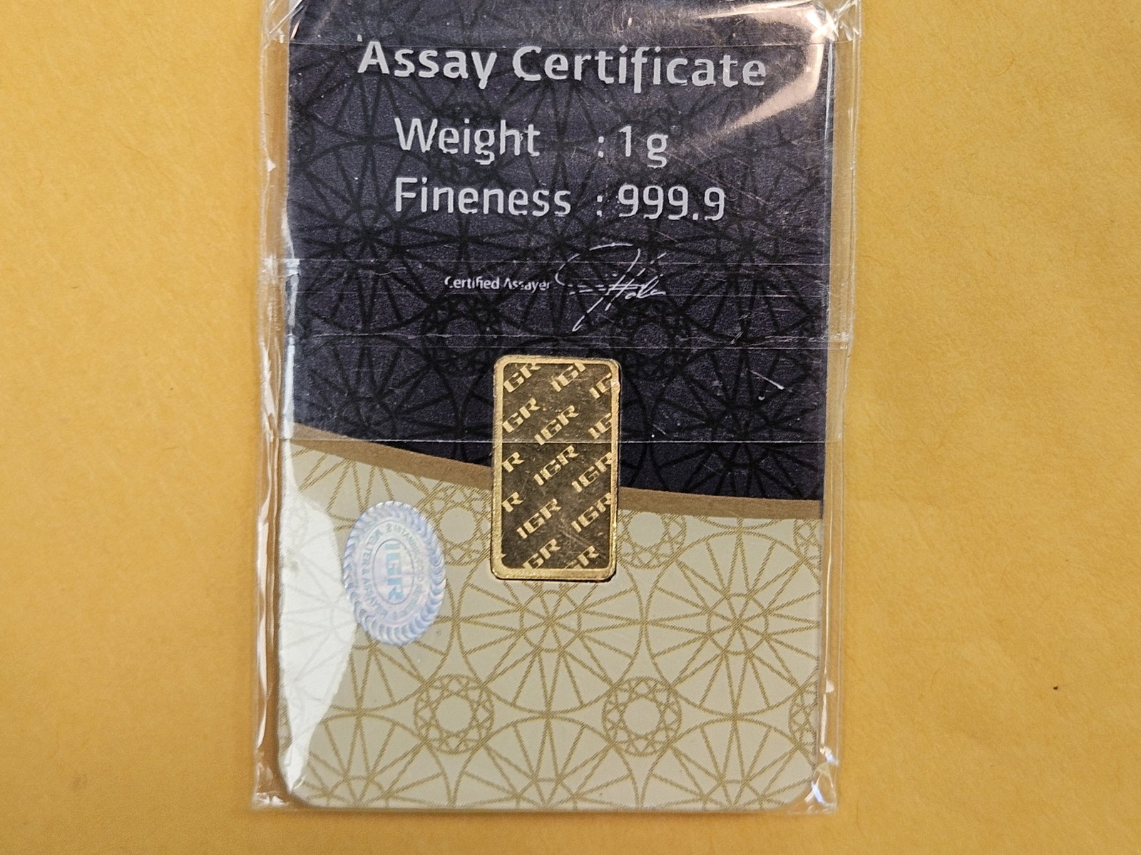 GOLD! IGR One Gram .9999 fine gold bar - 2