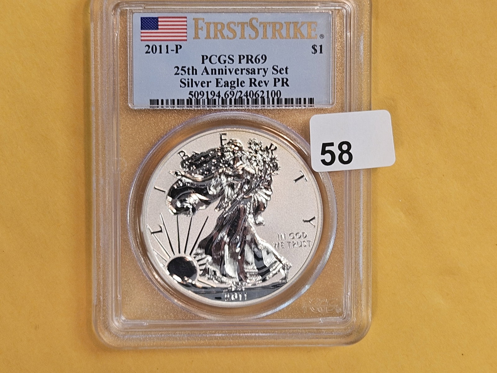 PCGS 2011-P American Silver Eagle in Proof 69 - 2