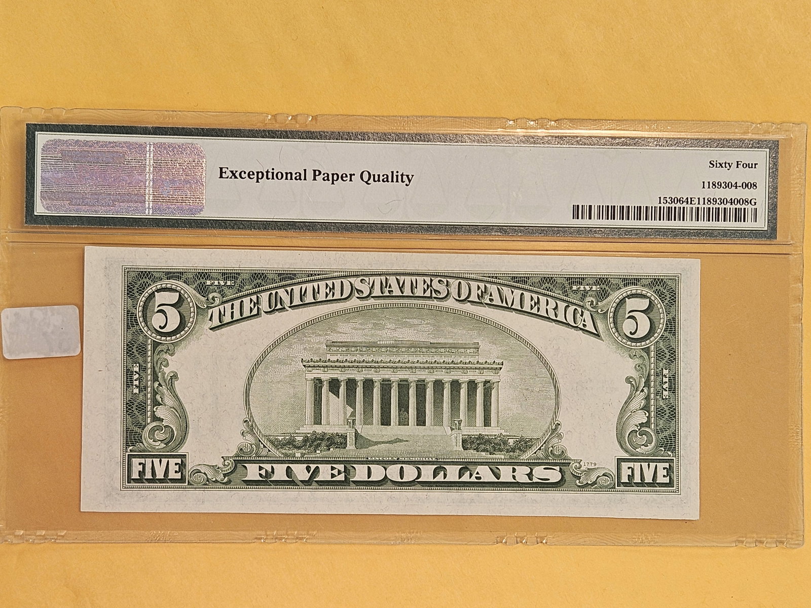PMG 1928-E Five Dollar Legal Tender Note in Choice UNC 64 EPQ - 2