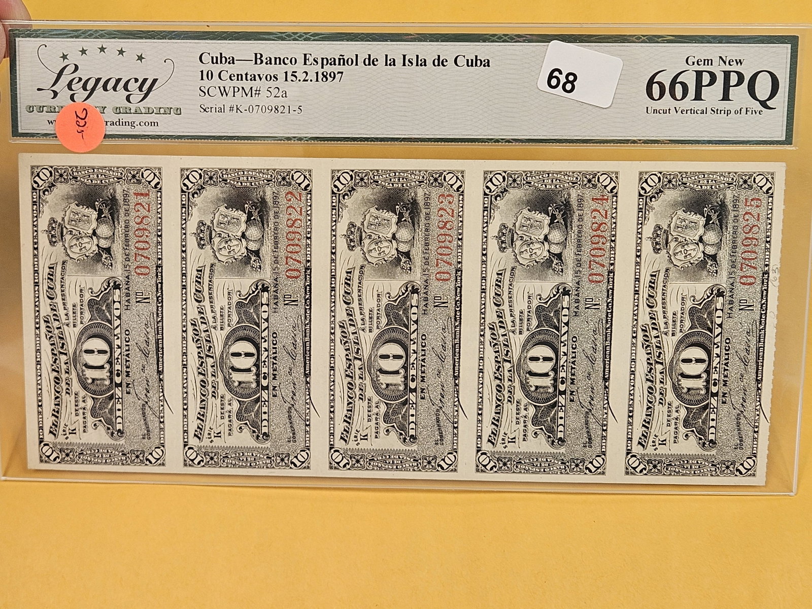 * SCARCE * GEM! Legacy Currency Cuba 10 centavos Uncut Sheet in GEM NEW 66 PPQ - 2