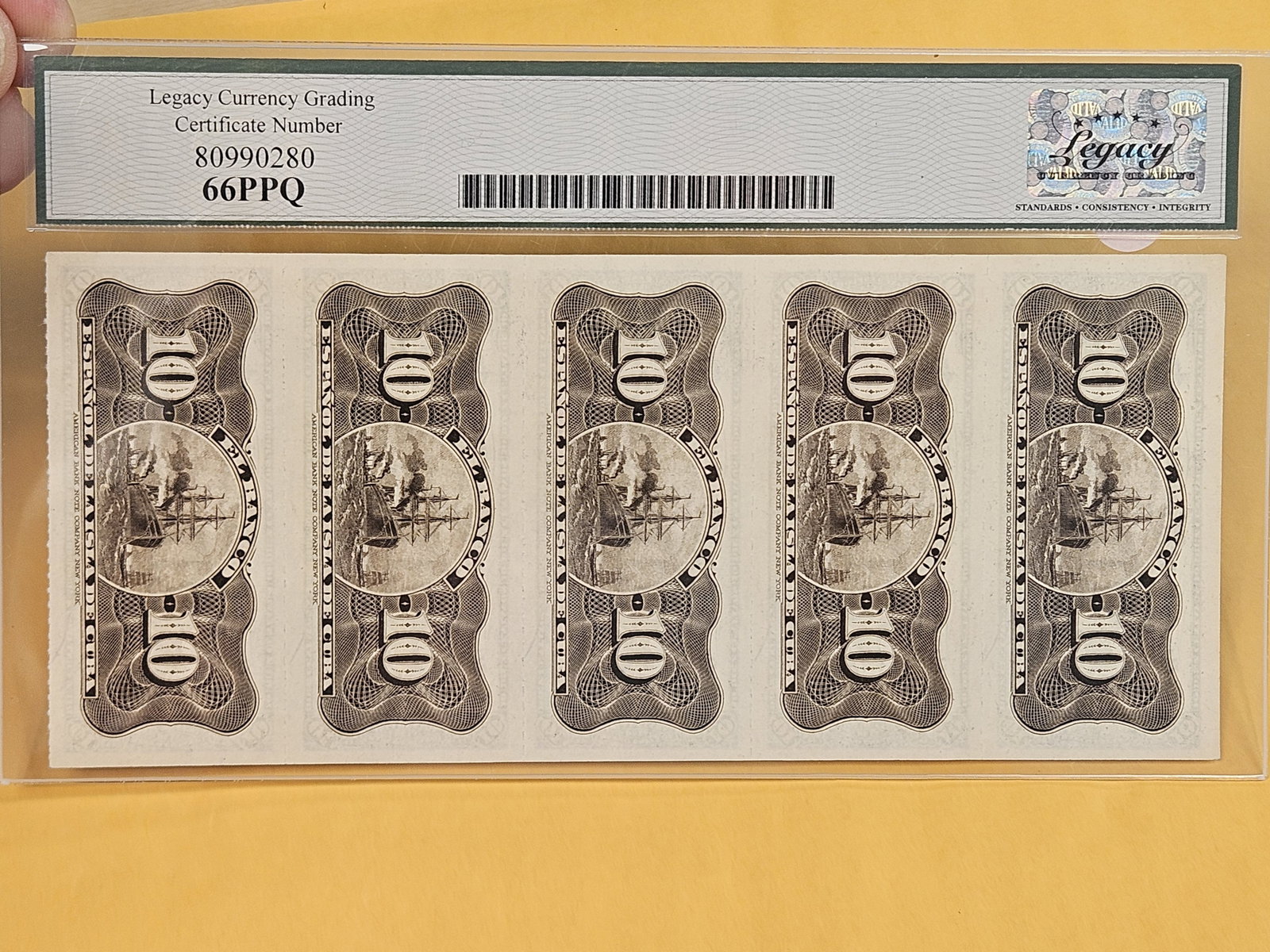 * SCARCE * GEM! Legacy Currency Cuba 10 centavos Uncut Sheet in GEM NEW 66 PPQ - 7