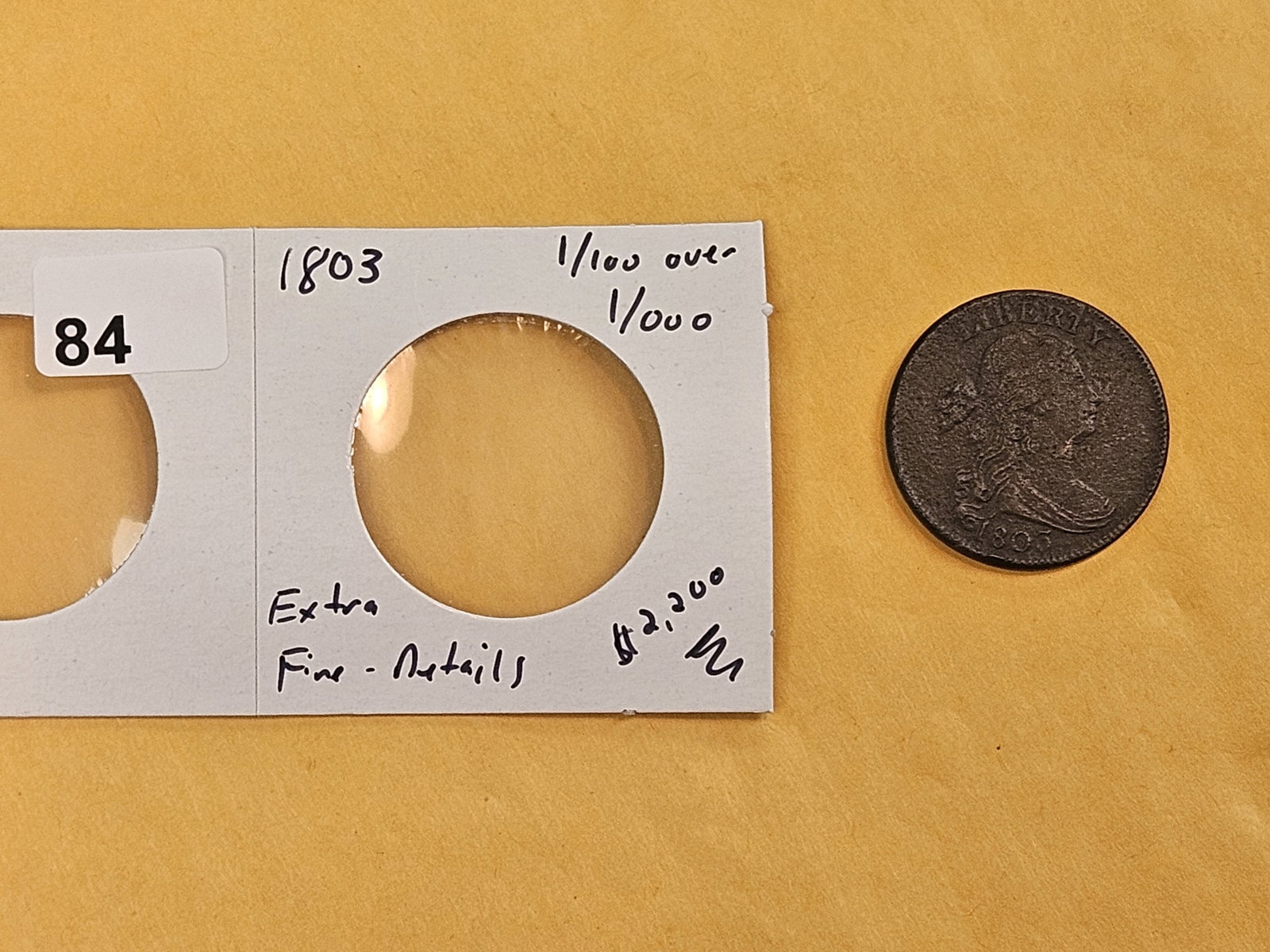 ** KEY VARIETY ** 1803 Draped Bust Large Cent in Extra Fine - details - 2