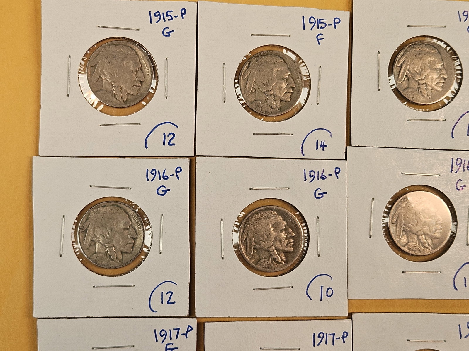 Fifteen mixed early date Buffalo Nickels - 2