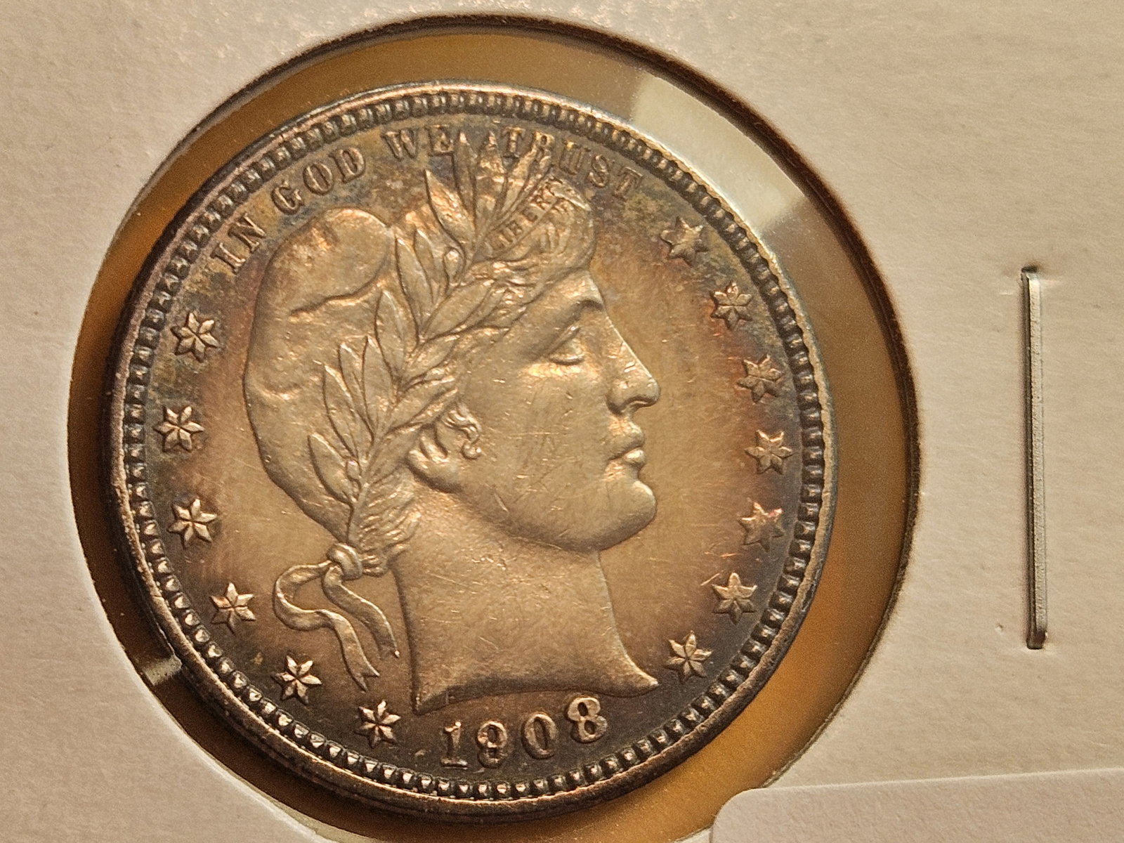 Choice Brilliant Uncirculated 1908-D Barber Quarter - 4