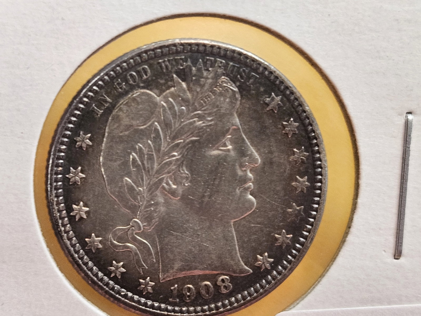 Choice Brilliant Uncirculated 1908-D Barber Quarter - 7