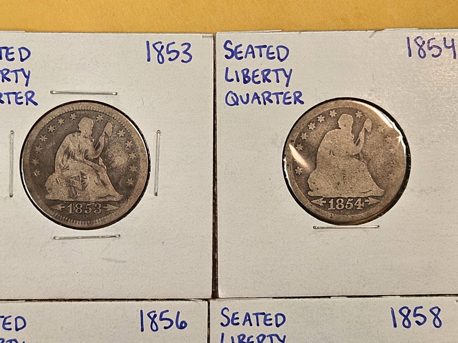 Six mixed Seated Liberty Silver Quarters - 2