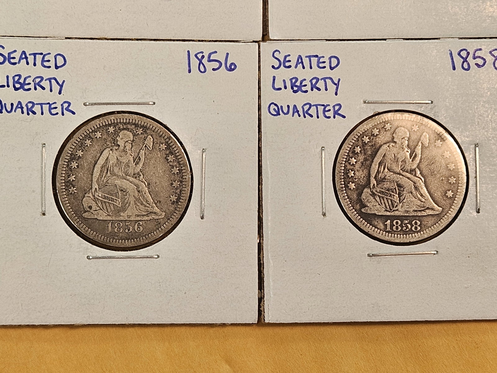 Six mixed Seated Liberty Silver Quarters - 4