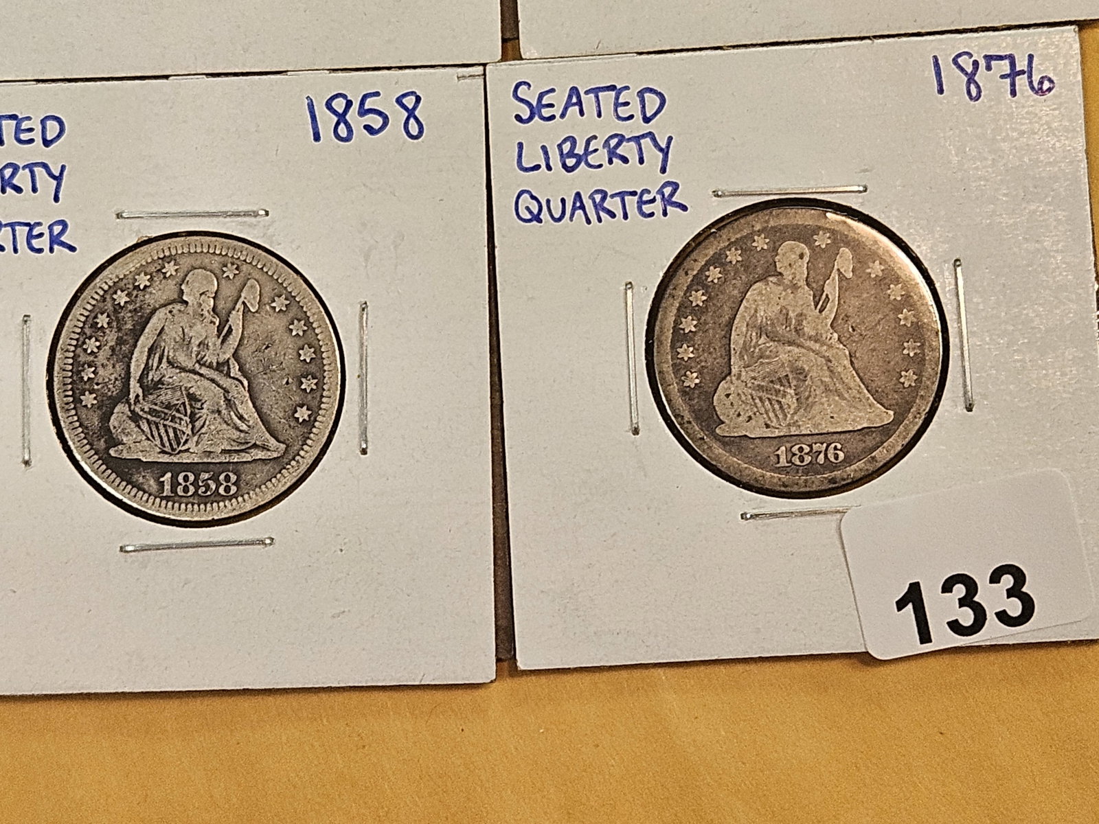 Six mixed Seated Liberty Silver Quarters - 5