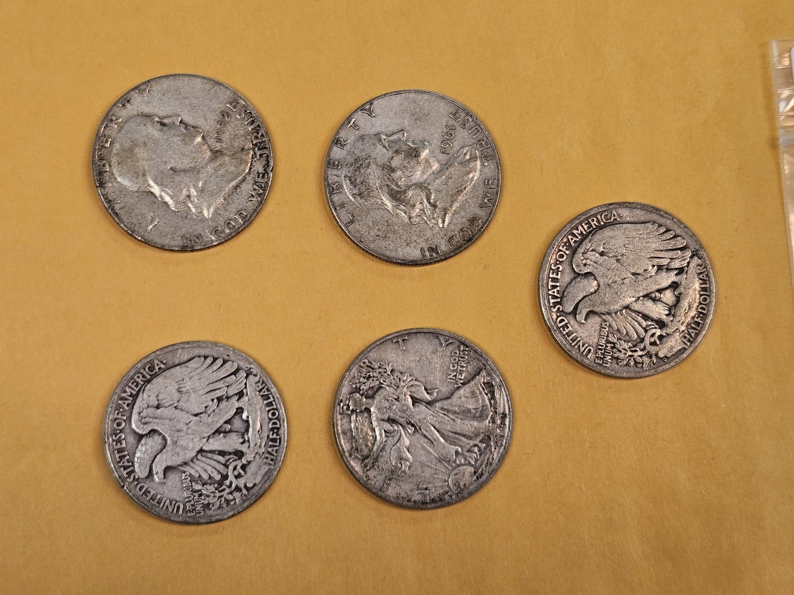 Five mixed silver Half Dollars - 2
