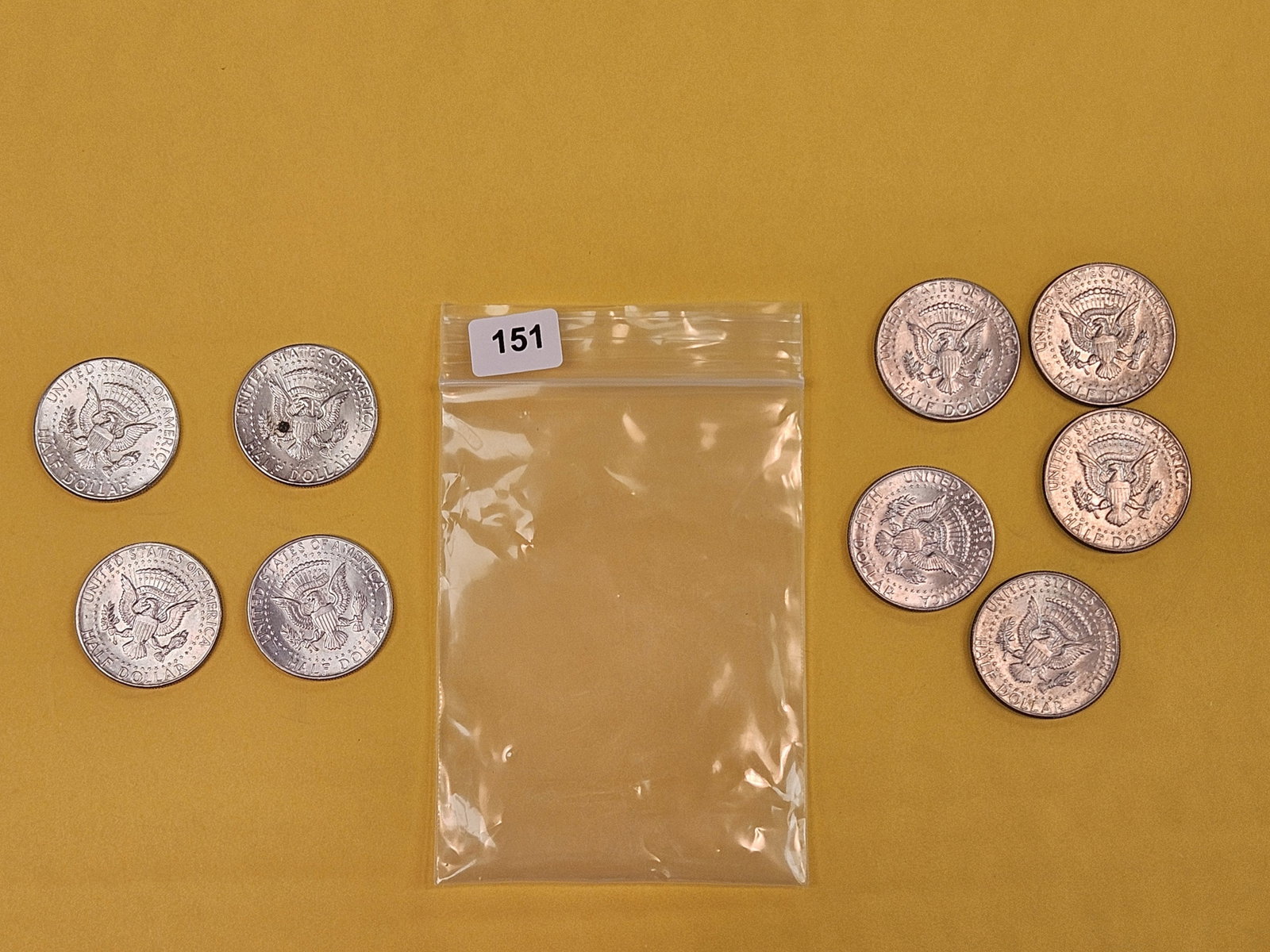 Nine mixed silver Half Dollars - 4