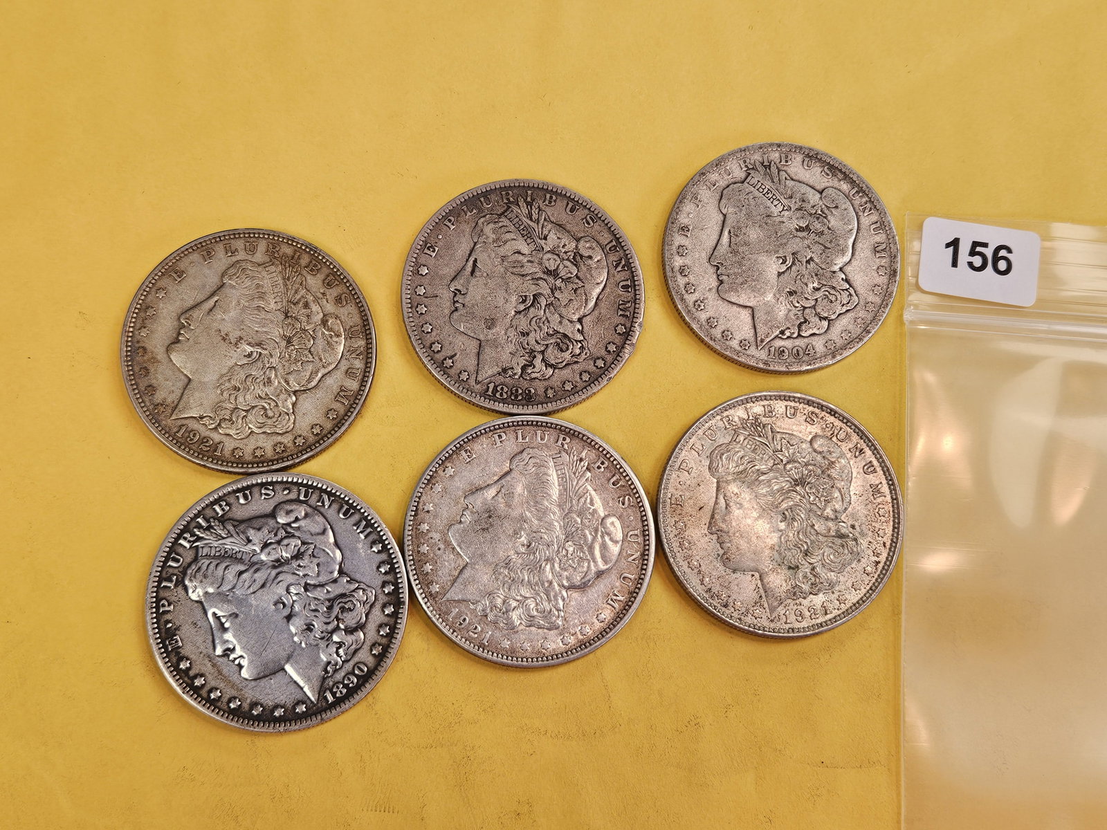 Six mixed Morgan Silver Dollars - 2