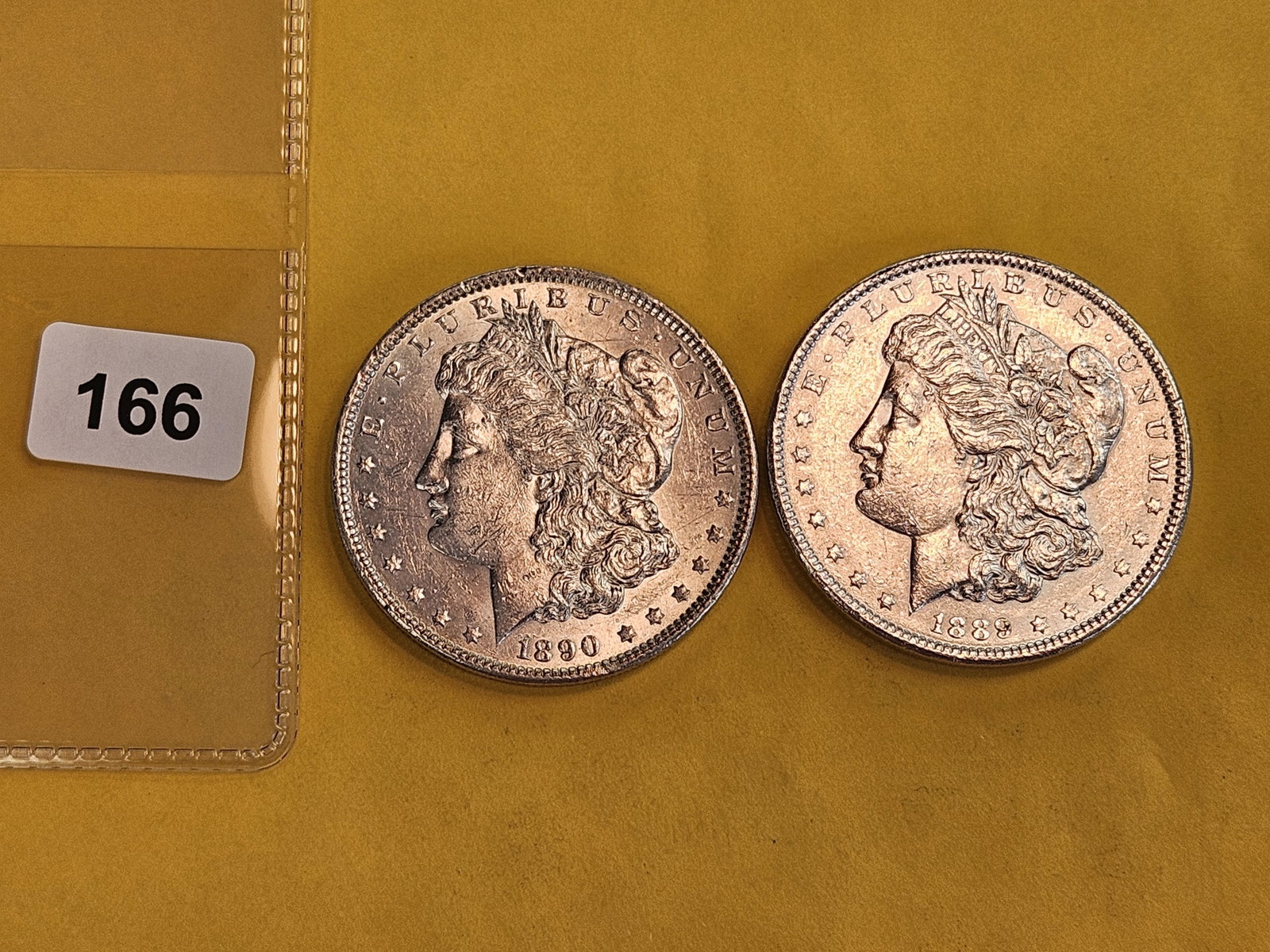 Two About Uncirculated Plus Morgan silver Dollars - 2