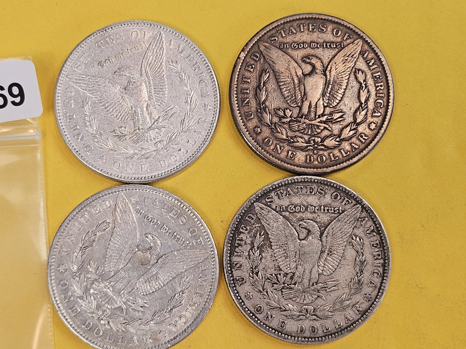 Four mixed Morgan silver Dollars - 2