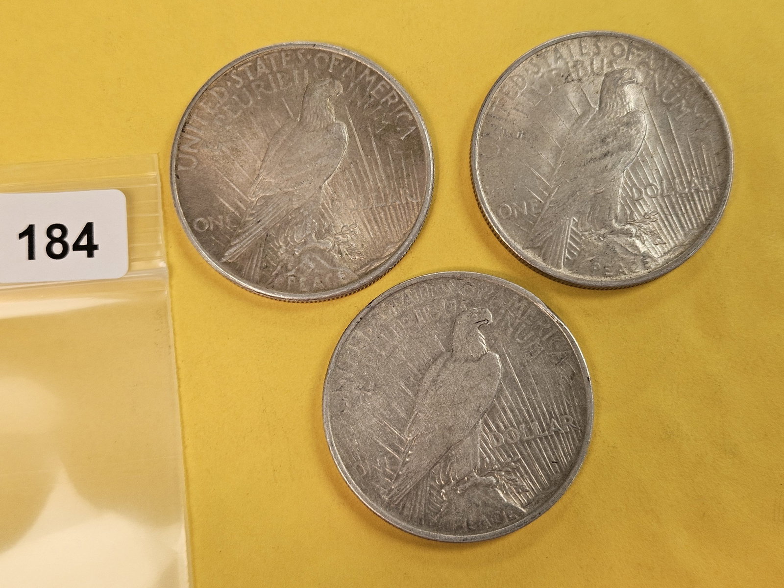 Three mixed Peace Silver Dollars - 2