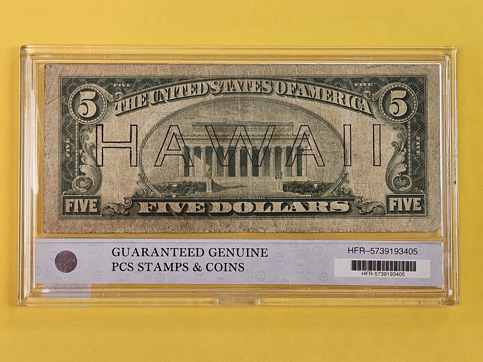 Series of 1934-A FIve Dollar HAWAII Federal Reserve Note - 2
