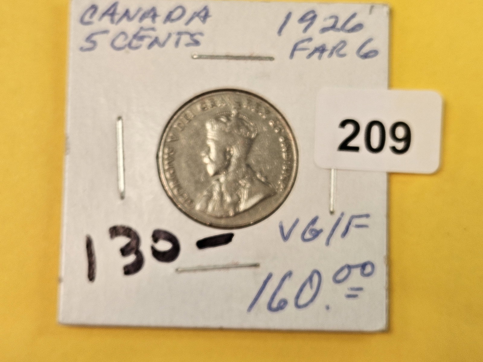Better Date 1926 Canada 5 cents in Fine - 2