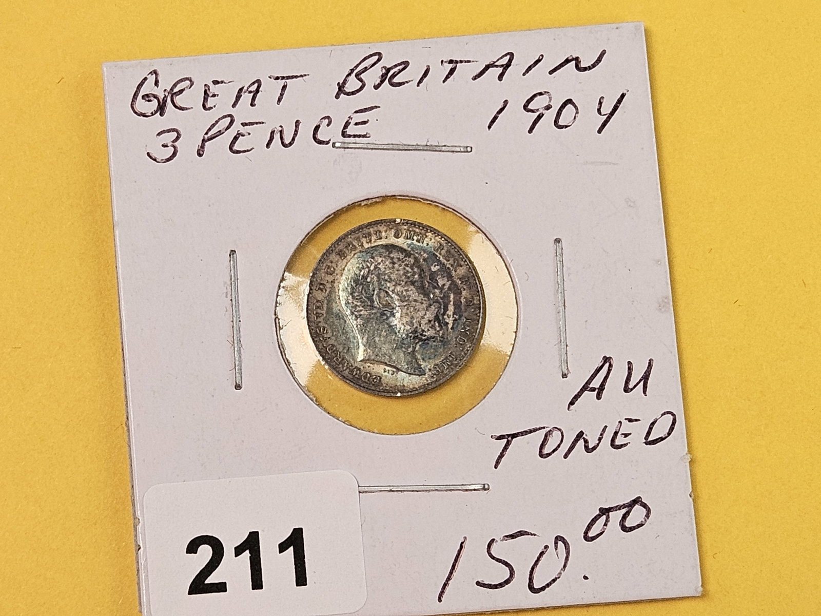 Bright About Uncirculated 1904 Great Britain silver 3 pence - 2