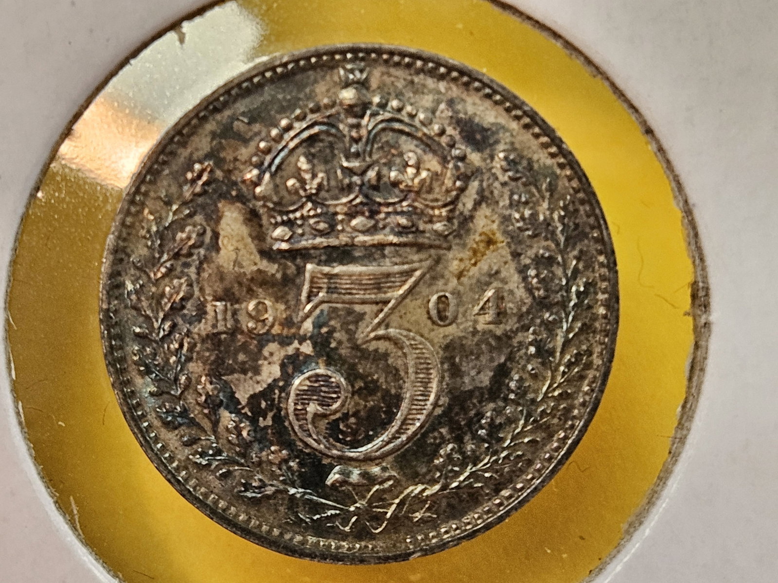 Bright About Uncirculated 1904 Great Britain silver 3 pence - 7