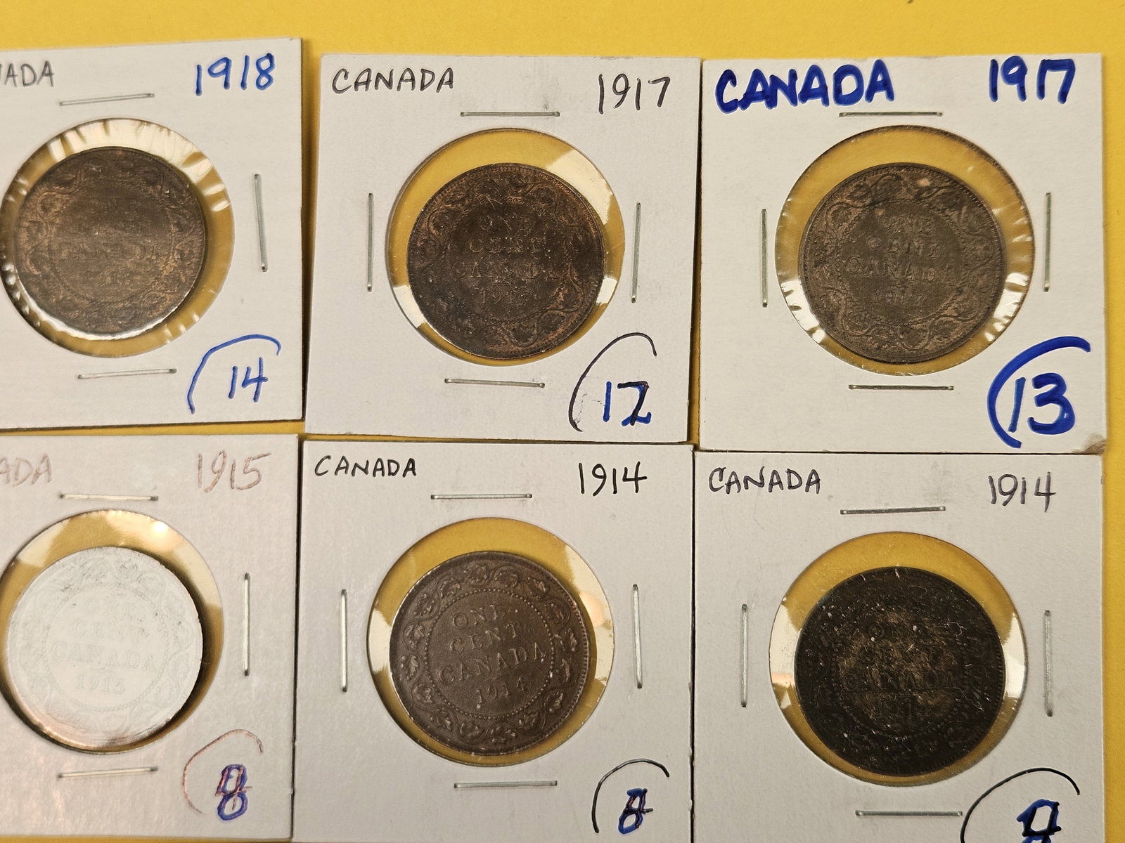 Twelve, nice, mixed, Canadian Large Cents - 3