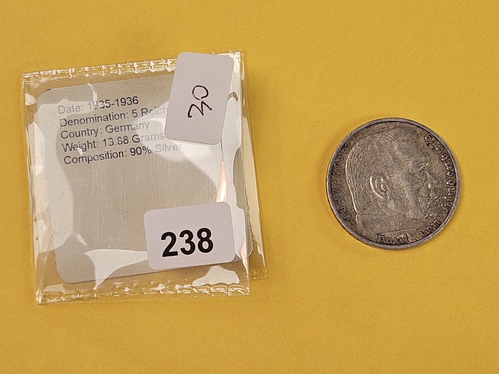 About Uncirculated German silver 5 reichsmark - 2