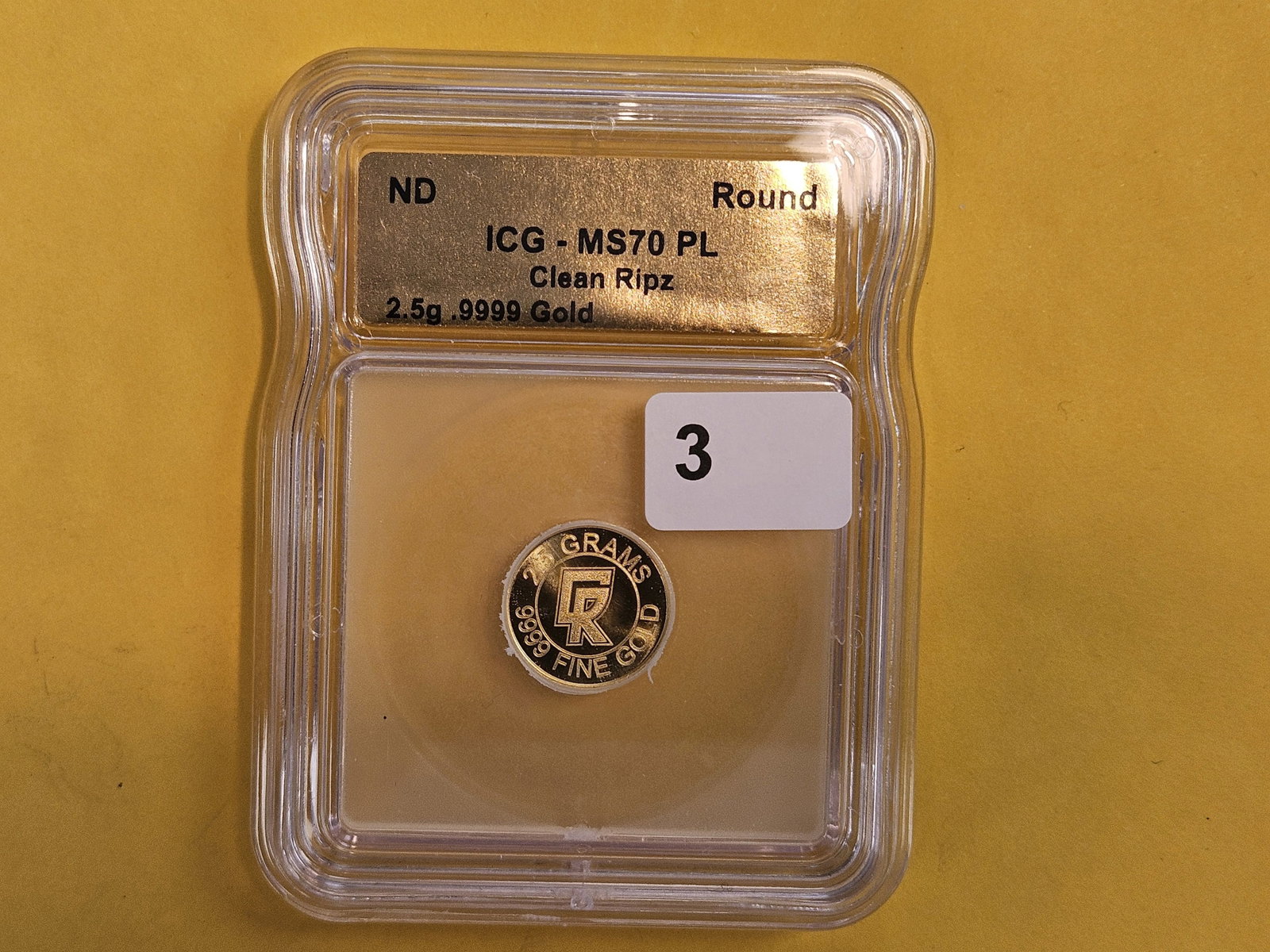 PERFECT! GOLD! ICG 2.5 Gram Gold Round in Mint State 70 Prooflike - 2