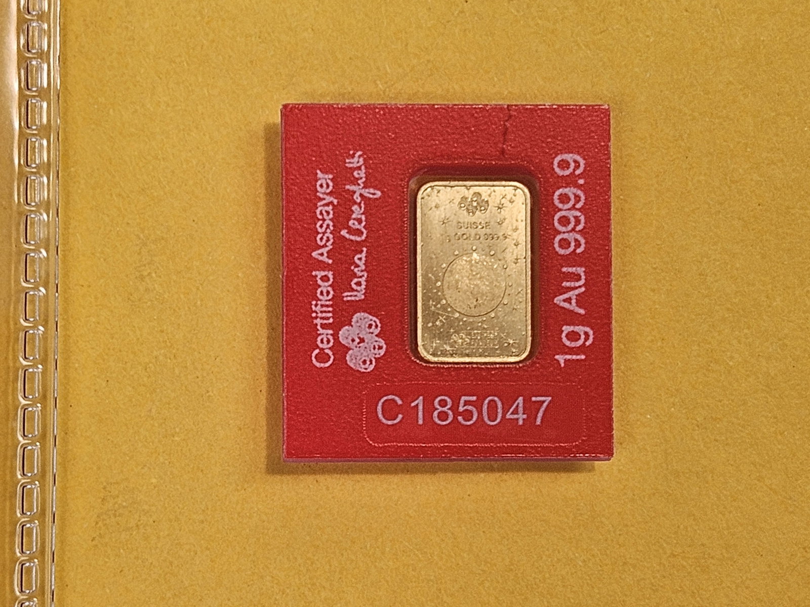 GOLD! PAMP SUISSE One Gram .9999 fine gold bar - 2